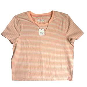 Free People Everyday T Shirt Stripe Short Sleeve Pink Blue New Medium